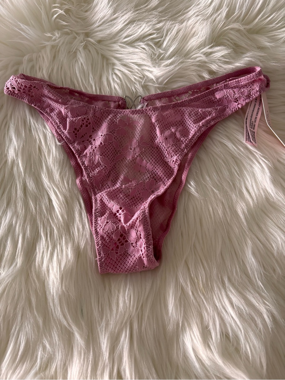 BNWT Victoria Secret Lace Sexy Panties Butterfly Charm Dusty Rose Size Small